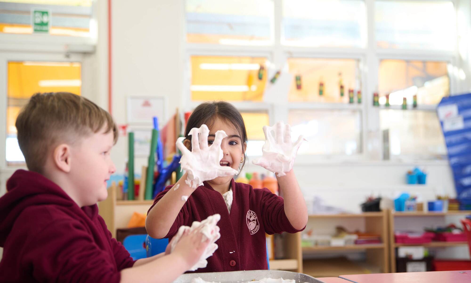 Happy child with messy hands